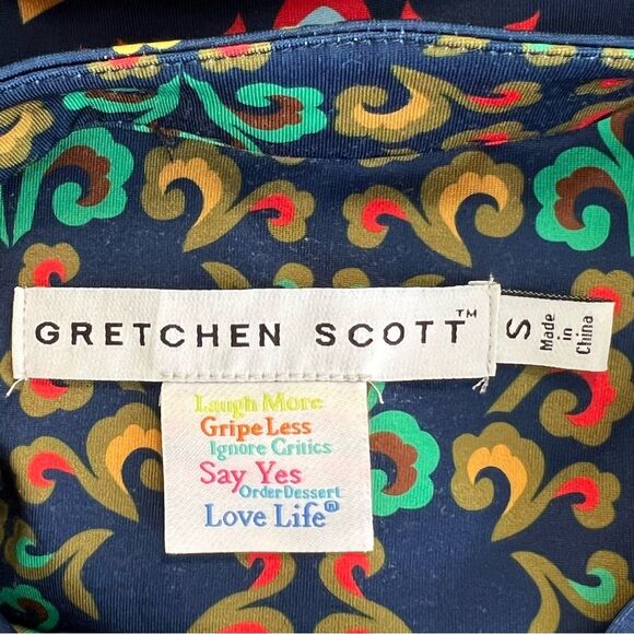 Gretchen Scott Jersey Mandarin Dress Size S Resort Maximalist Preppy Travel - Picture 8 of 8